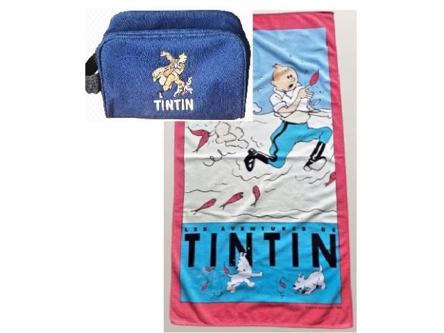 Tintin et Milou ~ serviette de bain + trousse toilette ~ Hergé