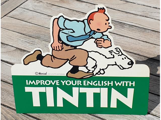 Tintin ~ PLV rare ✅ “Improve your english” - Hergé