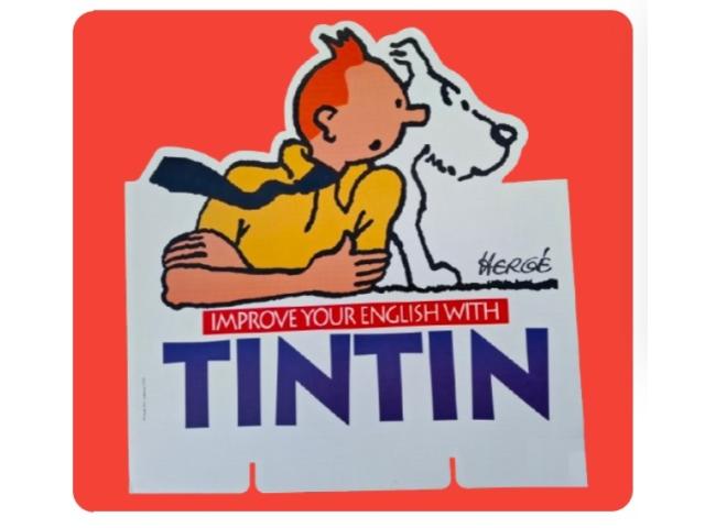 Photo Tintin ~ XL POS ✅ “Improve your english”  ~ Hergé image 1/4