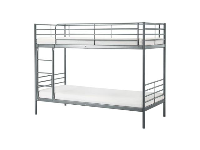 TOP ! Lits superposés IKEA gris SVARTAR avec 2 matelas