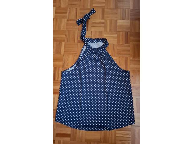 Top Shein bleu marine/blanc à pois à nouer