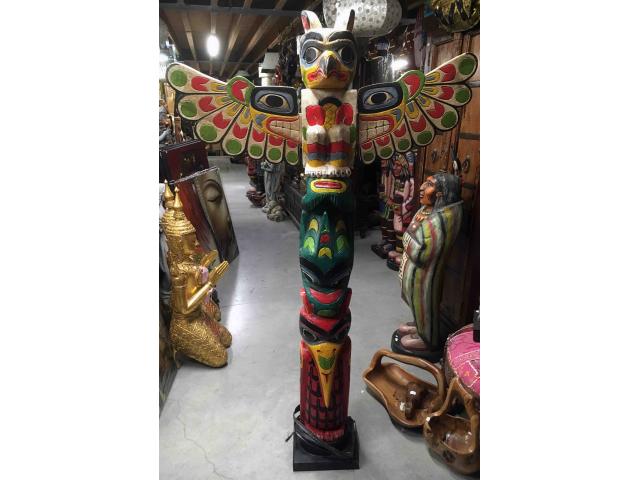 Photo Totem Indien d'Amérique du nord coloré - H: 150 cm image 1/3