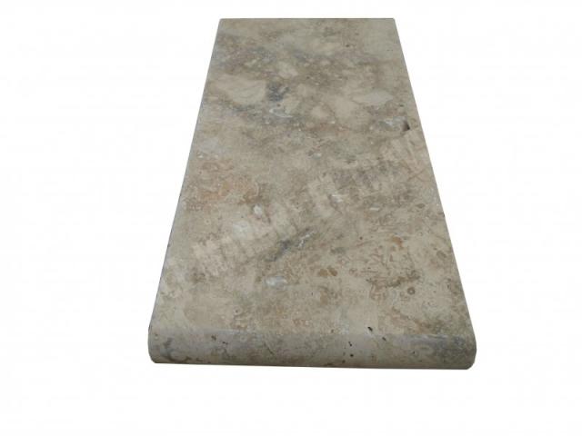 Travertin Classique Beige Margelle de Piscine Bord Arrondi 30,5x15 cm