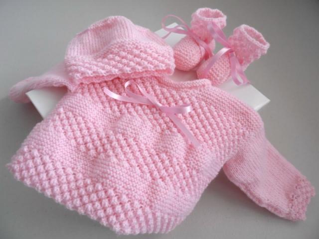 Tricot bébé trousseau laine rose Astra
