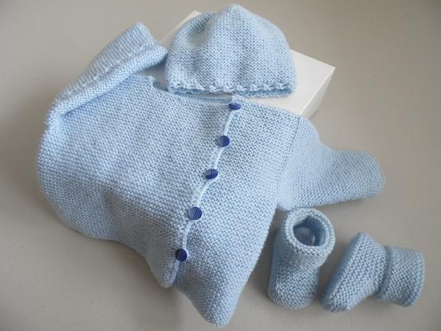 Photo Trousseau bébé bleu aquilon tricot bébé image 1/6