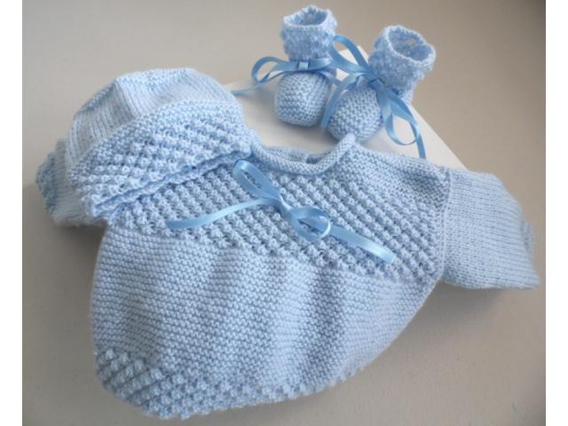 Trousseau BLEU bébé tricot fait main