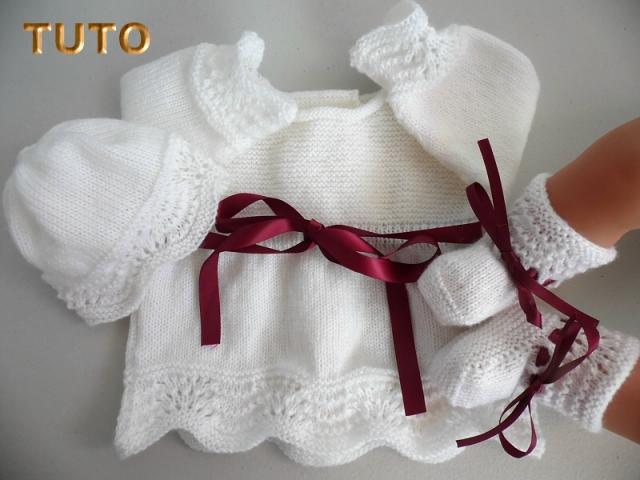 Photo Tuto trousseau blanc motif vagues tricot laine image 1/1
