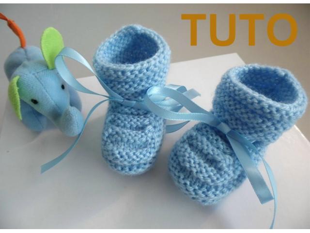 Photo TUTORIEL explications chaussons layette bébé tricot laine image 1/6