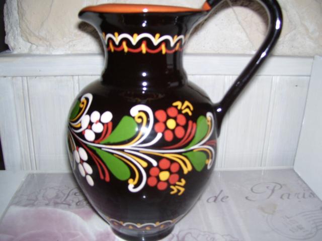 Vase en céramique décor fleuri peint à la main