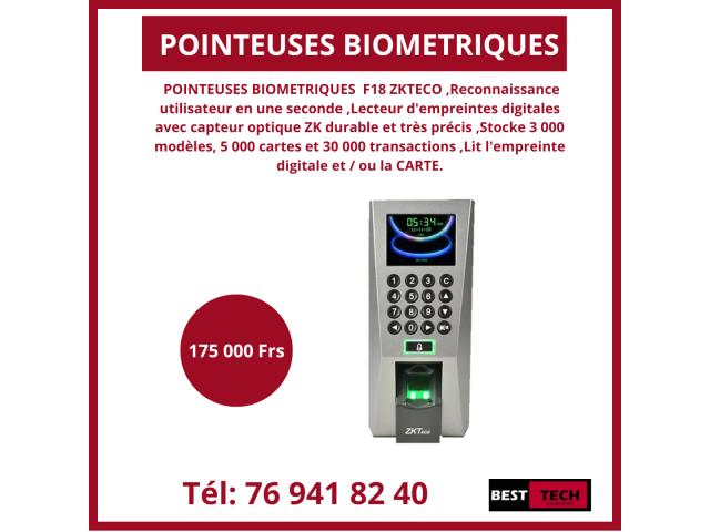 VENTE ET INSTALLATION DES POINTEUSES ZKTECO  F18 ,F19 ET F22