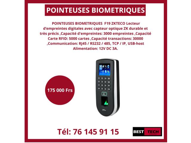 VENTE ET INSTALLATION DES POINTEUSES ZKTECO  F22,F19 ET F18