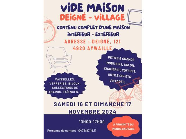 Vide Grenier Samedi 16 et Dimanche 17/11 Deigné 121 4920 Aywaille