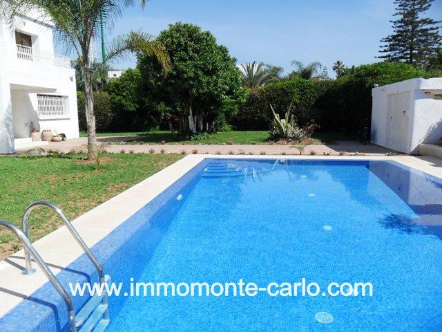 Villa avec chauffage et piscine à louer au quartier  Souissi