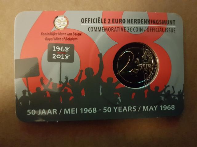 Photo 2 euros Belgique 2018  50 ans mai 1968 image 2/2