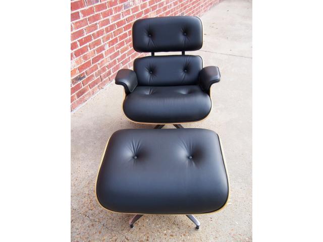 Photo 2000 Herman Miller Eames 670/671 fauteuil et ottoman - cuir noir noyer image 2/4