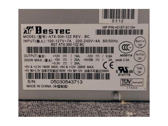 Photo Alimentation Bestec ATX-300-12Z REV CC - 300W image 2/4