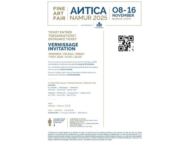 Photo Antica Namur ✅ 2 e_tickets vernissage (7 – 16 nov.) image 2/4