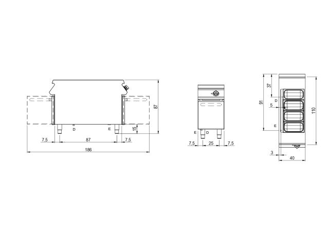 Photo Bain-marie électrique professionnel sur coffre avec portes et 1 bac gn 1/1+1/3 image 2/2
