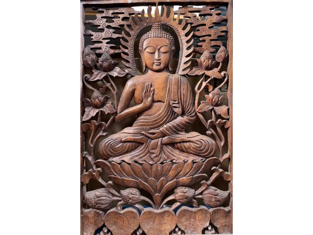 Photo Cadre en bois sculpté de Bouddha - H: 102 cm image 2/3