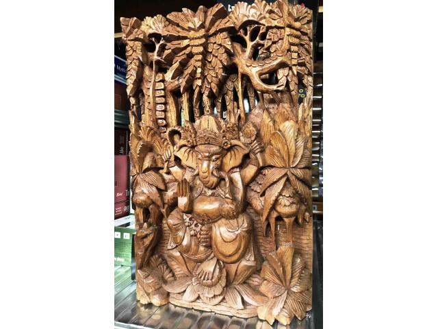 Photo Cadre en bois sculpté de Ganesh - H: 48 cm image 2/3