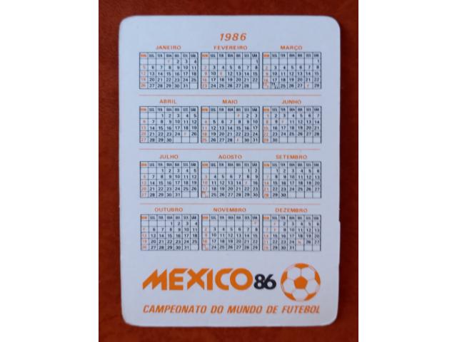 Photo calendrier de poche, football.  Brésil 1986 image 2/2