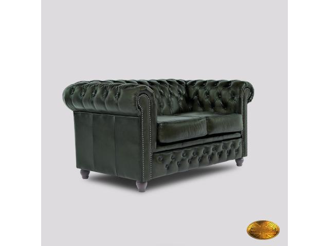 Photo Canapé Chesterfield Brighton FT 2 places Antique Vert image 2/6