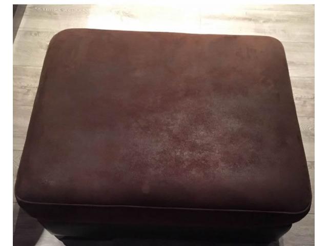Photo Canapé d'angle droit en cuir marron méridienne + pouf image 2/4