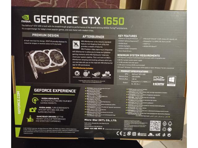 Photo Carte graphique MSI Geforce Gtx 1650 Ventus XS version OC image 2/3