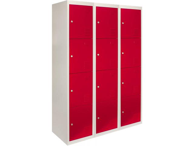 Photo Casier vestiaire rouge armoire en acier x12 vestiaire métallique casier rangement vetement casier pe image 2/3