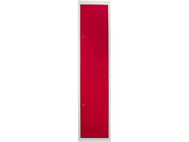 Photo Casier vestiaire rouge armoire en acier x2 vestiaire métallique casier rangement vetement casier per image 2/4