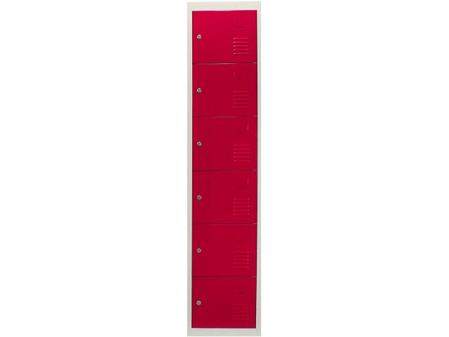 Photo Casier vestiaire rouge armoire en acier x6 vestiaire métallique casier rangement vetement casier per image 2/4