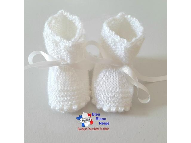 Photo Chaussons à CRANS tricot bébé layette tricotée main image 2/6