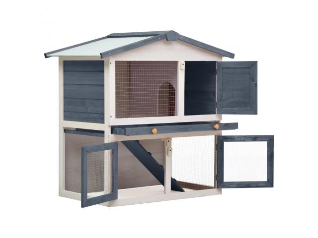 Photo Clapier avec parc gris clapier double moderne clapier lapin clapier rongeur clapier lievre clapier h image 2/3