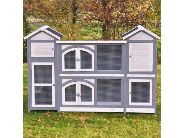 Photo Clapier Palace gris et blanc clapier double clapier lapin clapier rongeur clapier lievre clapier ham image 2/5