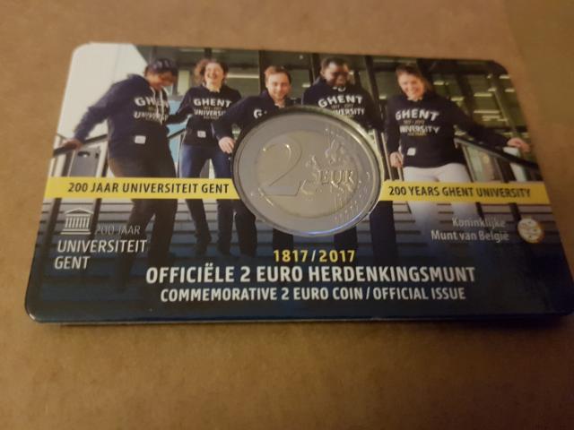 Photo Coincard Belgique 2017 2 Euros 200 Ans Université Gent image 2/2
