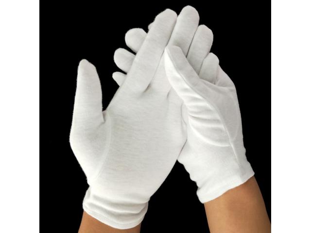 Photo Cotton Interlock Glove, White Glove, Inspection Glove, Cotton Working Glove image 2/6