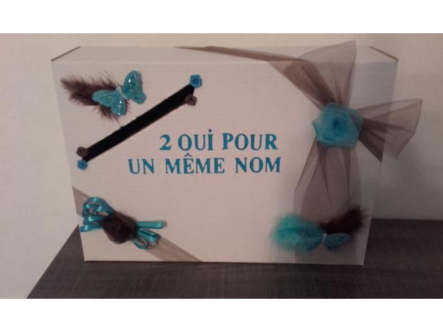 Photo Coussin d'alliance + urne neufs chocolat/turquoise image 2/3