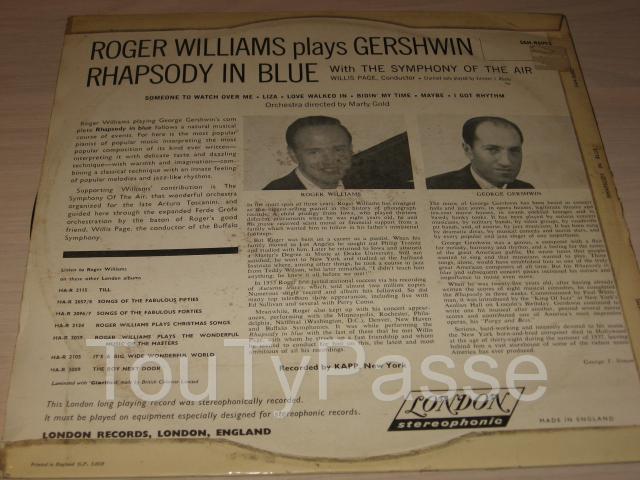 Photo disque vinyl 33 tour roger williams  gershwin rhapsody in blue image 2/2
