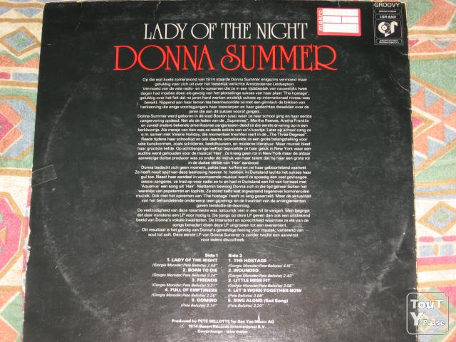 Photo Disque vinyl 33 tours donna summer lady of the night image 2/2