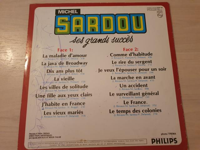 Photo disque vinyl 33 tours Michel Sardou Ses Grands Succès image 2/2