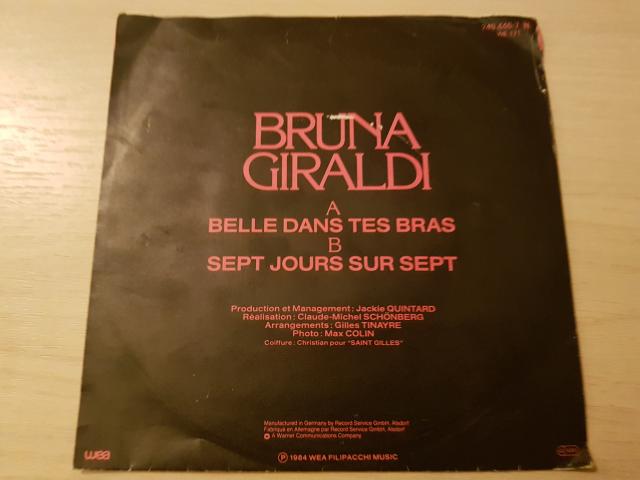 Photo disque vinyl 45 tours Bruna Giraldi belle dans tes bras image 2/2