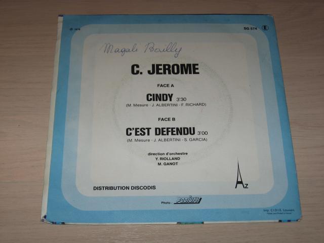 Photo disque vinyl 45 tours C jérome cindy image 2/2