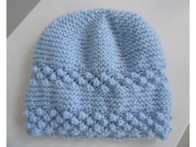 Photo Ensemble bonnet chaussons BLEUS tricot laine fait main image 2/6