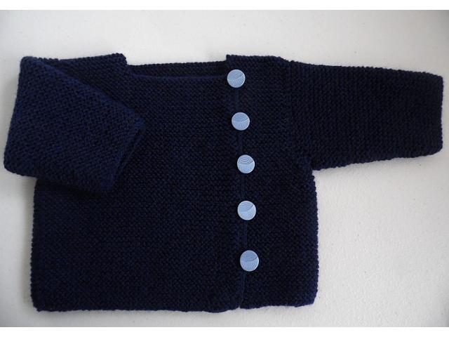 Photo Ensemble ou trousseau marine tricot bébé laine fait main image 2/6