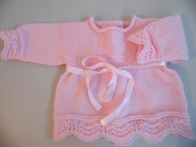 Photo Ensemble ou trousseau rose tricot laine bébé fait main image 2/6