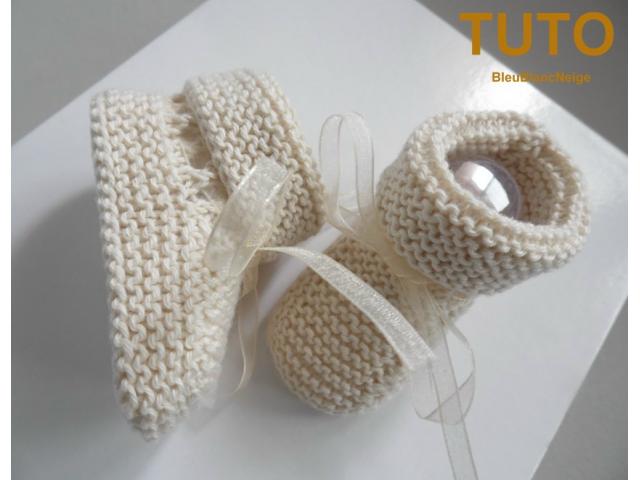 Photo Explication TUTO chaussons layette bébé tricot laine image 2/6