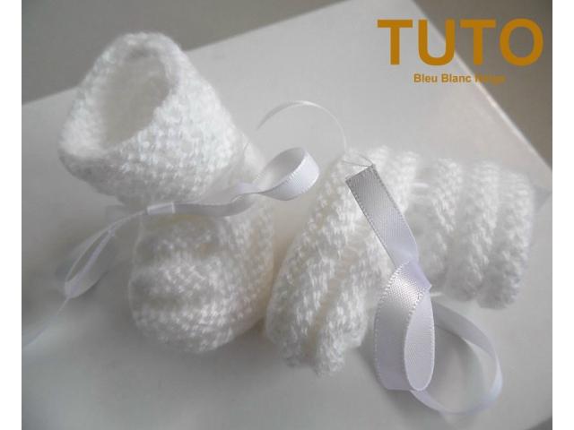 Photo Explication TUTO chaussons layette bébé tricot laine image 2/3