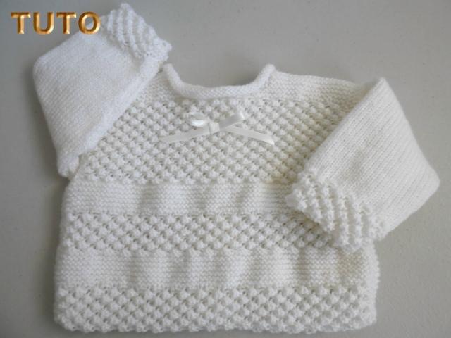 Photo Explications, tuto ensemble BLANC astra, tricot laine bébé image 2/3