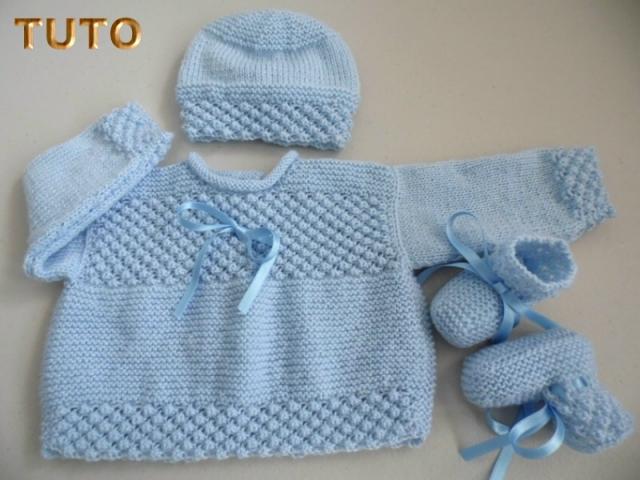 Photo Explications, tuto ensemble BLEU astra, tricot laine bébé image 2/3