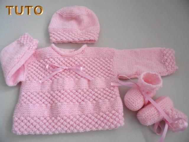 Photo Explications, tuto ensemble rose astra, tricot laine bébé image 2/3